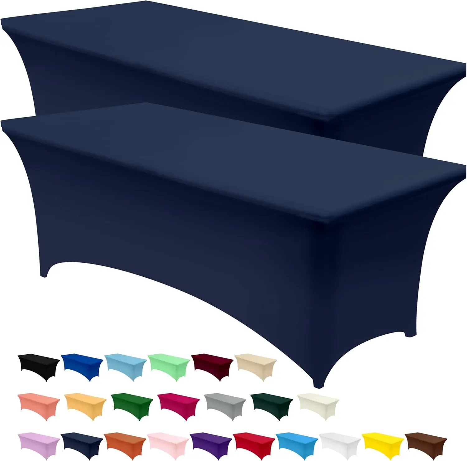 

Spandex Tablecloth 2 Pack [8FT, Navy Blue] Tight, Fitted, Washable and Wrinkle Resistant Stretch Table Cloth Rectangle C