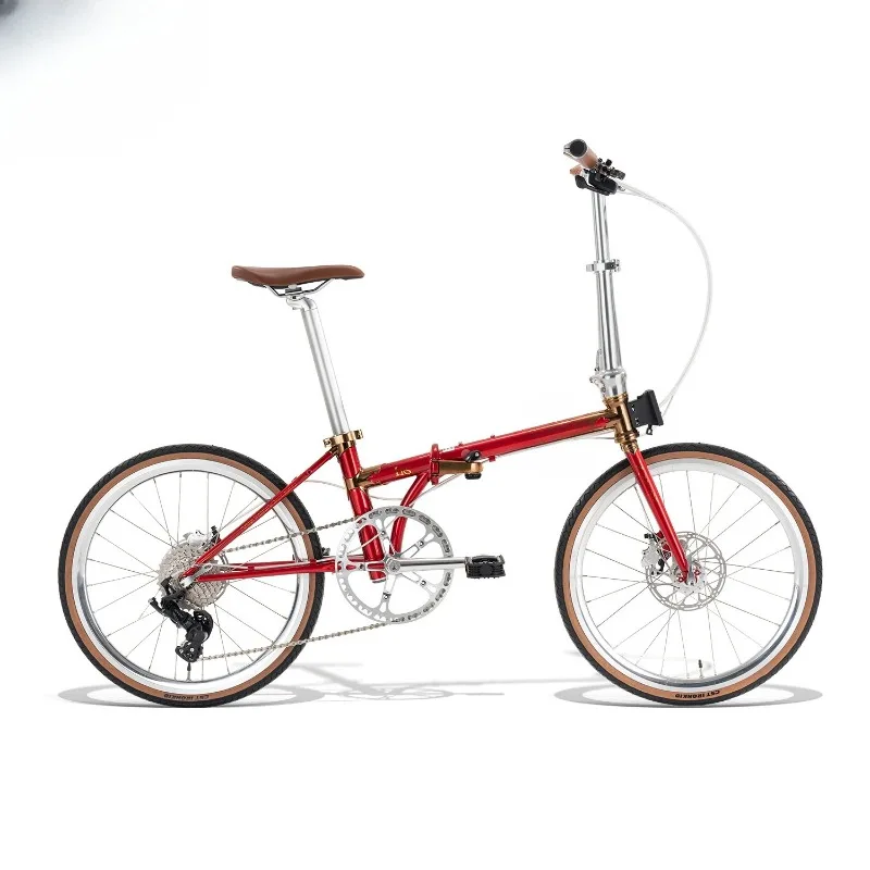 Folding bicycle craft retro portable 20 inch adult riding 9 speed disc brake