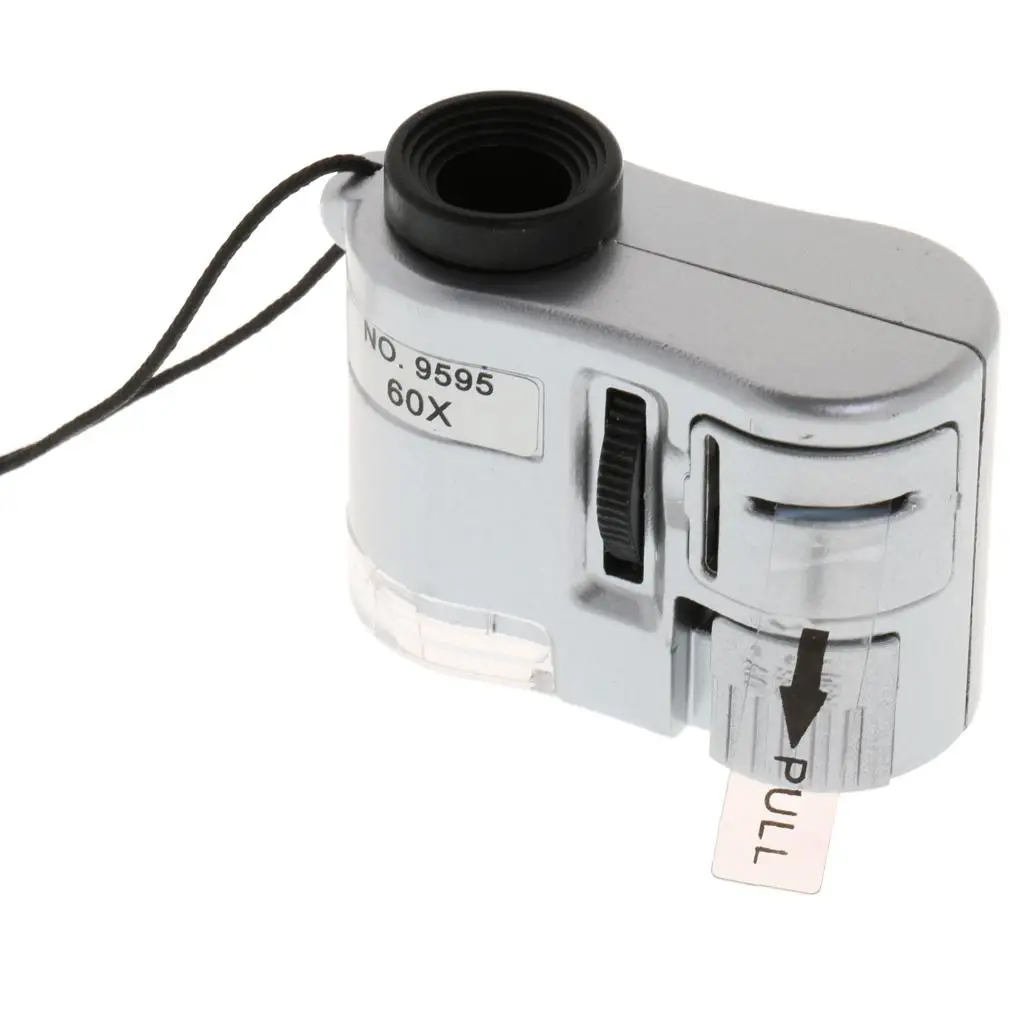 Pocket LED 60X Mini Glass LED Light Microscope Jewelry Loupe