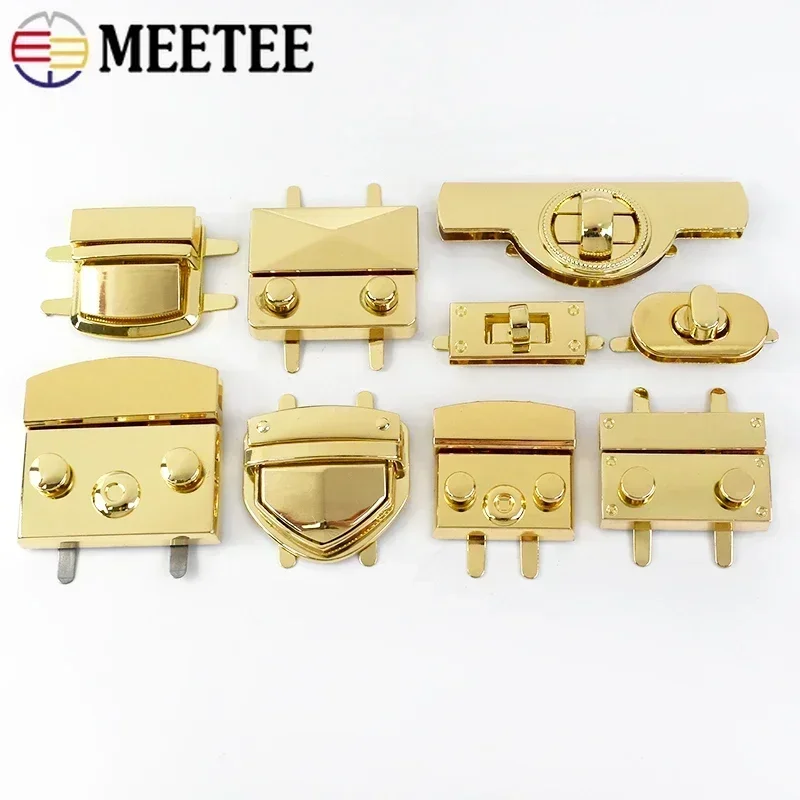 5Pcs LightGold Metal Bag Lock Handbag Twist Turn Spring Decor Buckles Pocket Purse Closure Clasp Replace Hardware Accessories