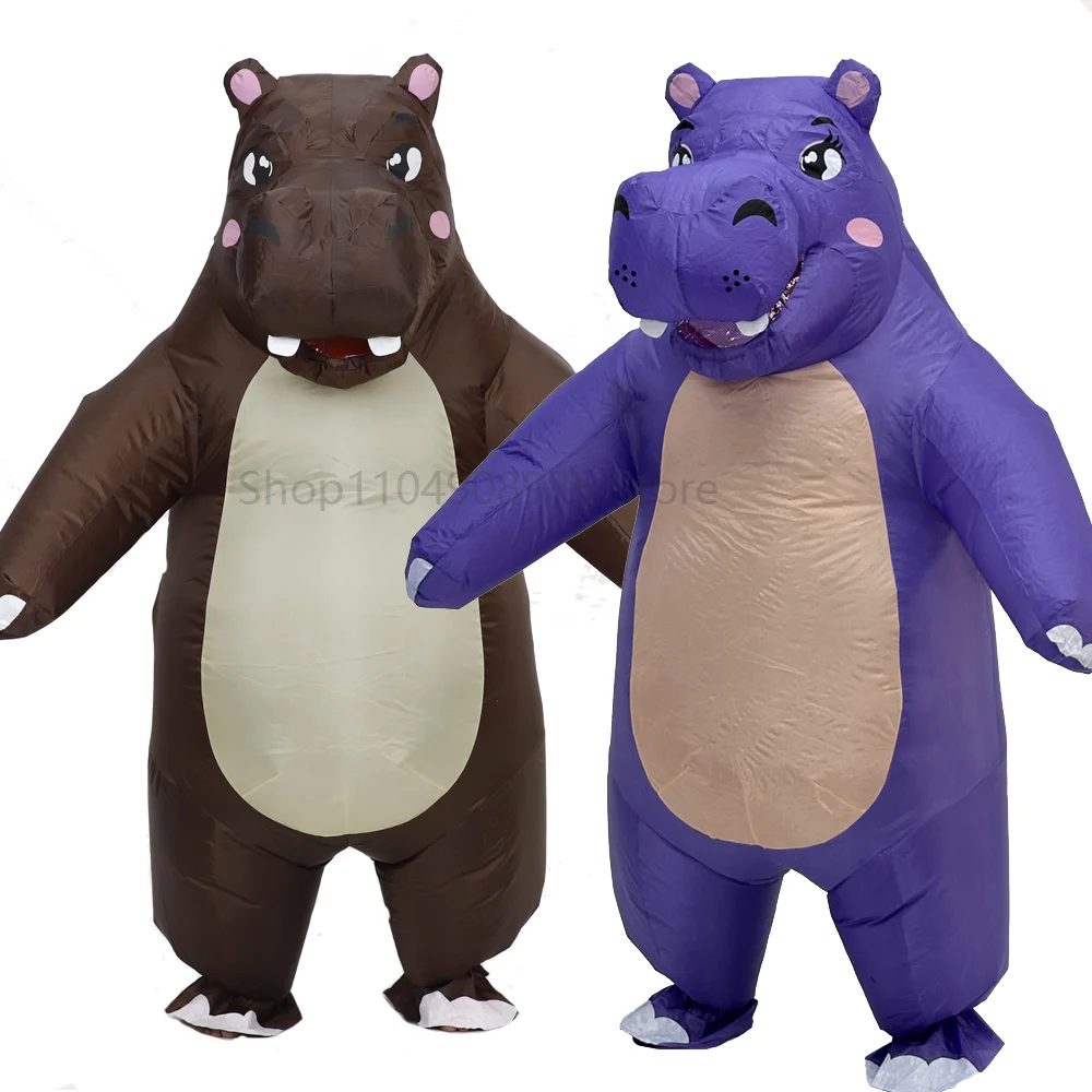 

Inflatable Hippo Cute Costume Cartoon Airblown Hippopotamus Cosplay Mascot For Outdoor Party Event Advertising