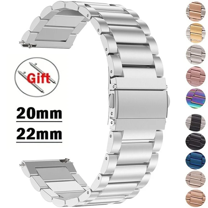 Stainless Steel band For Samsung Galaxy watch 6/4/Classic 5 pro 20mm 22mm metal link bracelet amazfit GTS-GTR-4-3-2e-mini strap