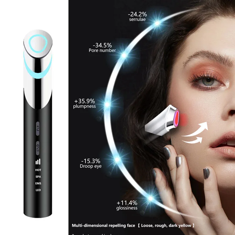 Microcurrent Heated Facial Neck Eye Massager Stick Dark Circles Relief Skin Tightening Beauty Tool
