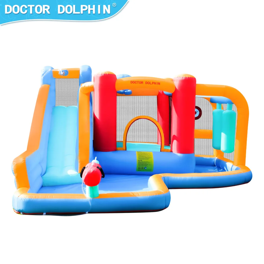 Dmuchany zamek dmuchany dla dzieci Doktor Delfin, zamek do skakania z tkaniny Oxford, dmuchany basen falowy do zabawy w wodzie.