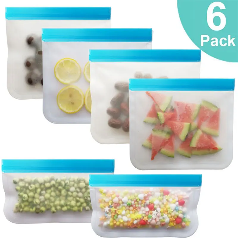 Silicone Food Storage Bag Reusable PEVA Fresh-keeping Bag Fruit And Vegetable Sealed Bag Kitchen Leak-proof Ziplock Storage Bag