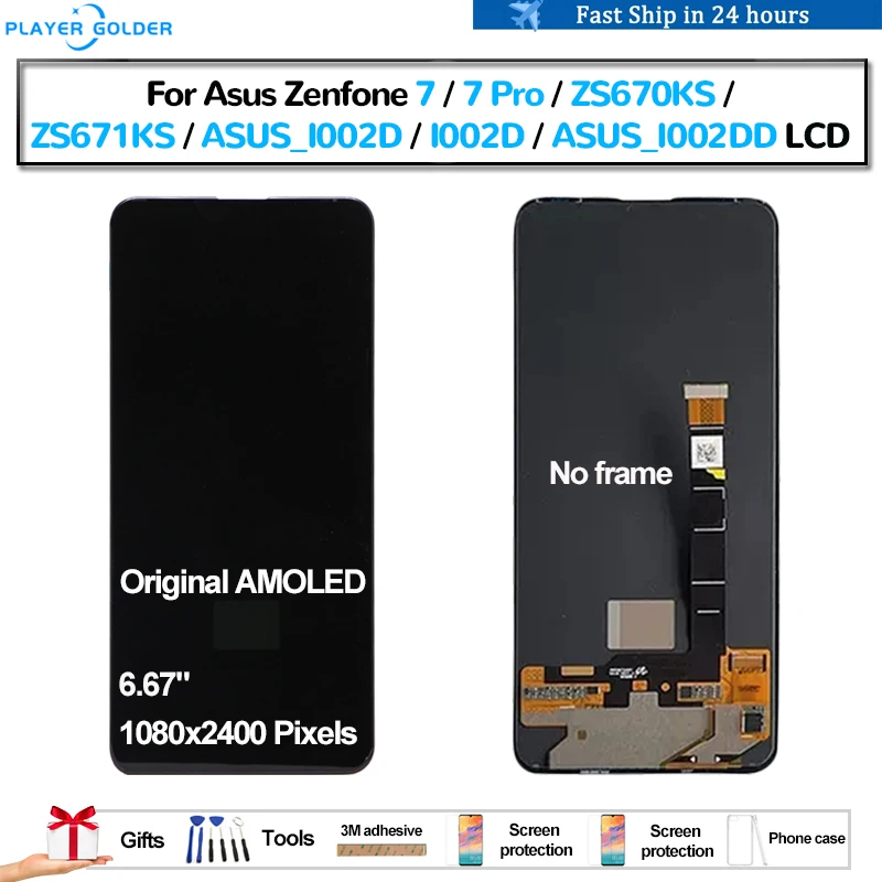 

Original AMOLED For Asus Zenfone 7 7 Pro ZS670KS ZS671KS I002D I002DD Pantalla lcd Display Touch Panel Screen Digitizer Assembly