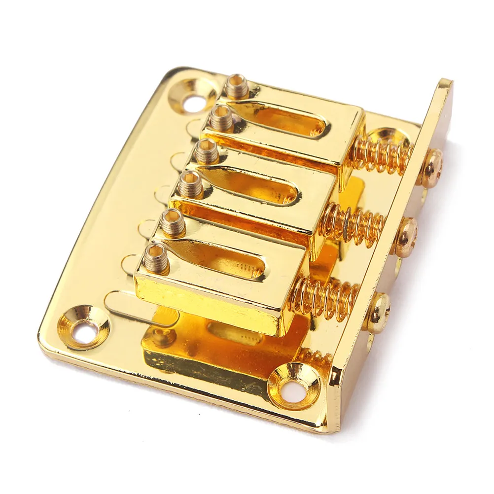 Three String Guitar Bridge Metal Gold Adjustable Height with 4 Screws Bass Bridge Suitable for Jazz Vintage Style Solid