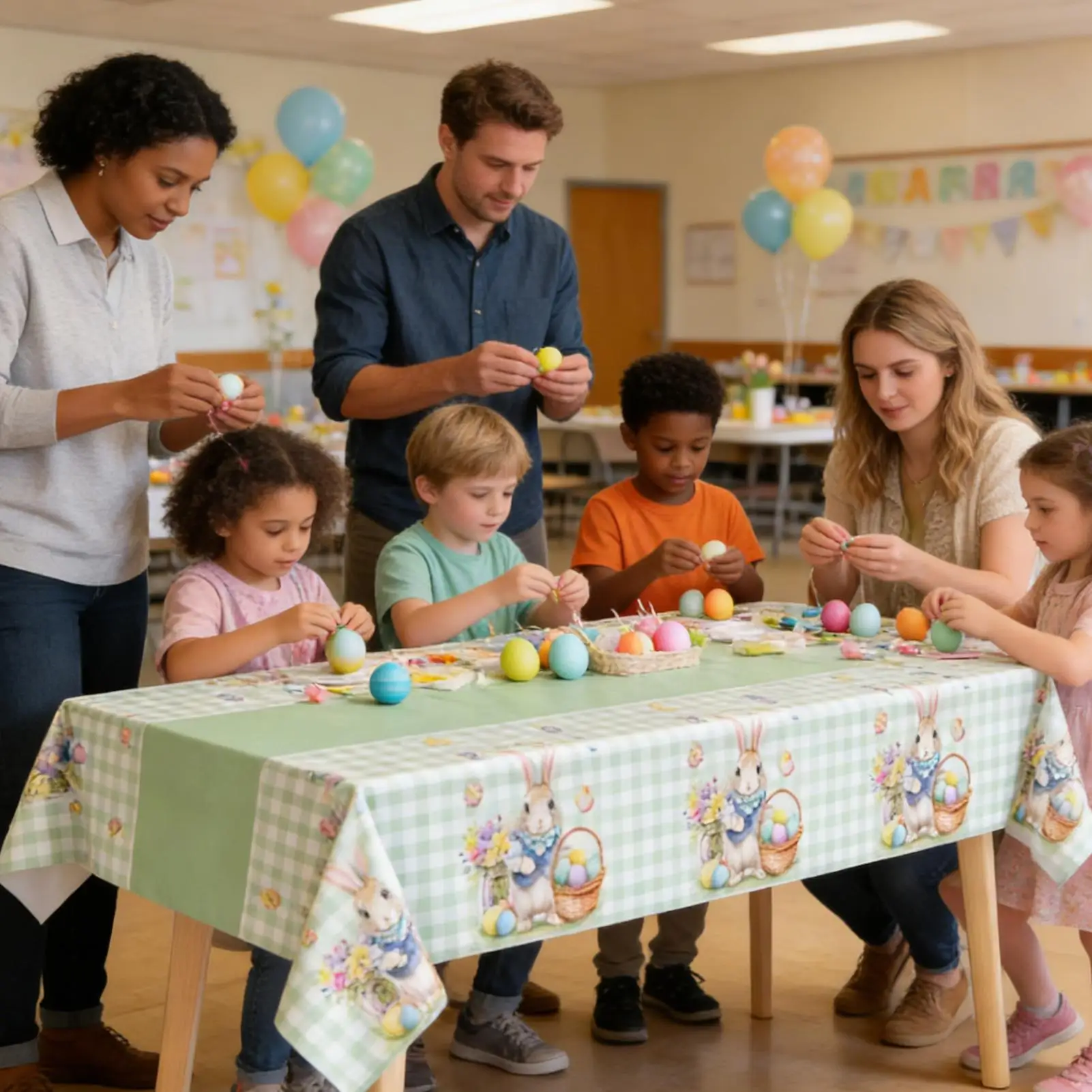 Easter Bunny Tablecloth Spring Table Cover Rectangle Table Cover Decorations for Picnic Restaurant Kitchen Dining Room Apartment