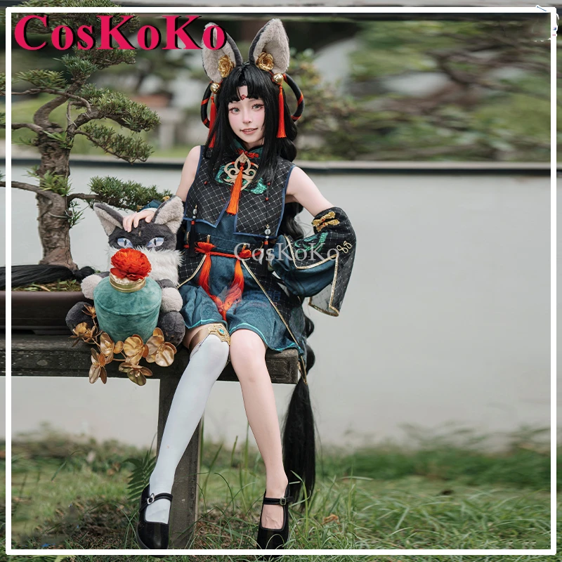 CosKoKo Cat Shopkeeper Cosplay Game Onmyoji Arena Costume Sweet Lovely Uniforms Dress Halloween Party Role Play Clothing S-XL