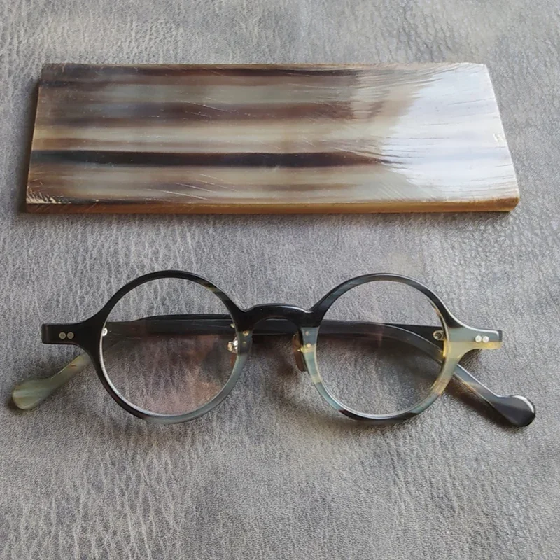 Handmade Retro Round Pure Natural Buffalo Horn Eyeglass Frame Men Optical Eyeglasses Women Reading Prescription Glasses