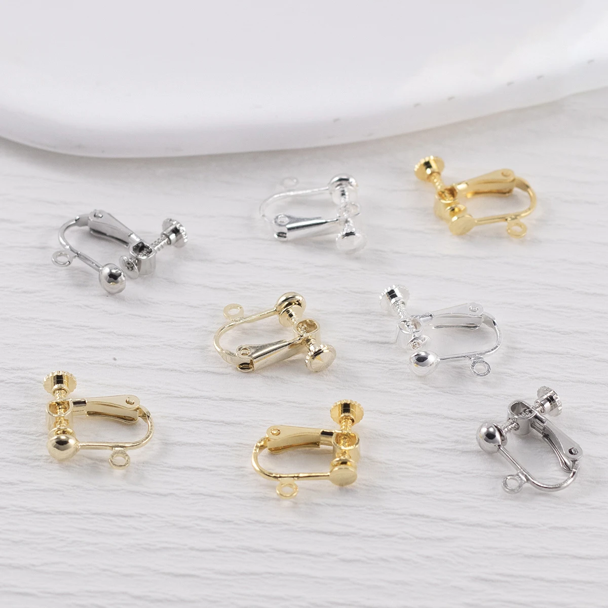 Brass Screw Ear Clip Non Pierced Converters Gold and Silver Color Plated Diy Earrings Findings Jewelry