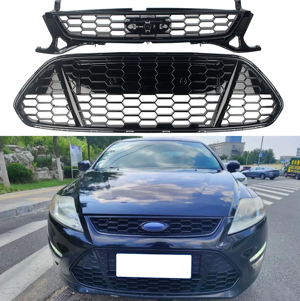 

Front Racing Kidney Radiator Grilles Upper&Lower Center Honeycomb Hood Grille Cover For Ford Mondeo 2011 2012 2013 2014