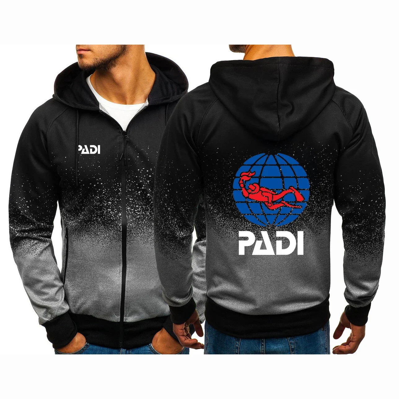 

2023 Men New Scuba Driver Padi Harajuku Printing Zipper Hoodies Zipper Jackets Sweatshirts Casual Long Sleeves Gradient Coat Top