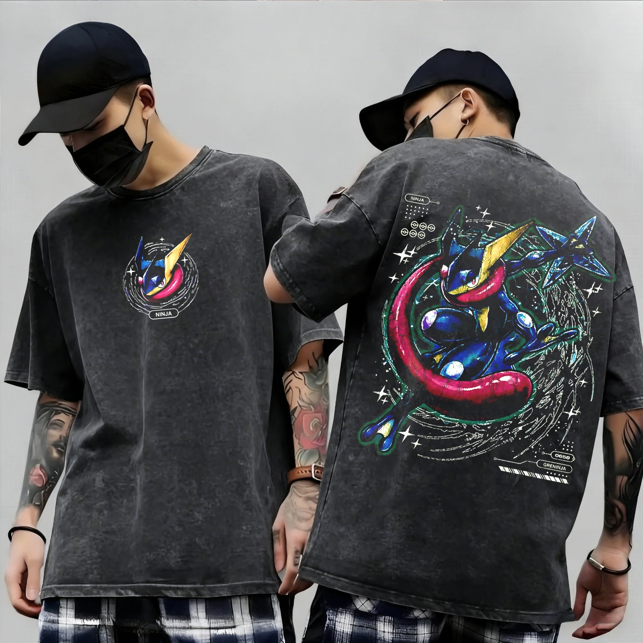 Gyarados Mewtwo Greninja Legendary Psychic Type Anime T-Shirt Men Women Cotton Loose Couple Harajuku Y2K Casual Streetwear Tops view 6
