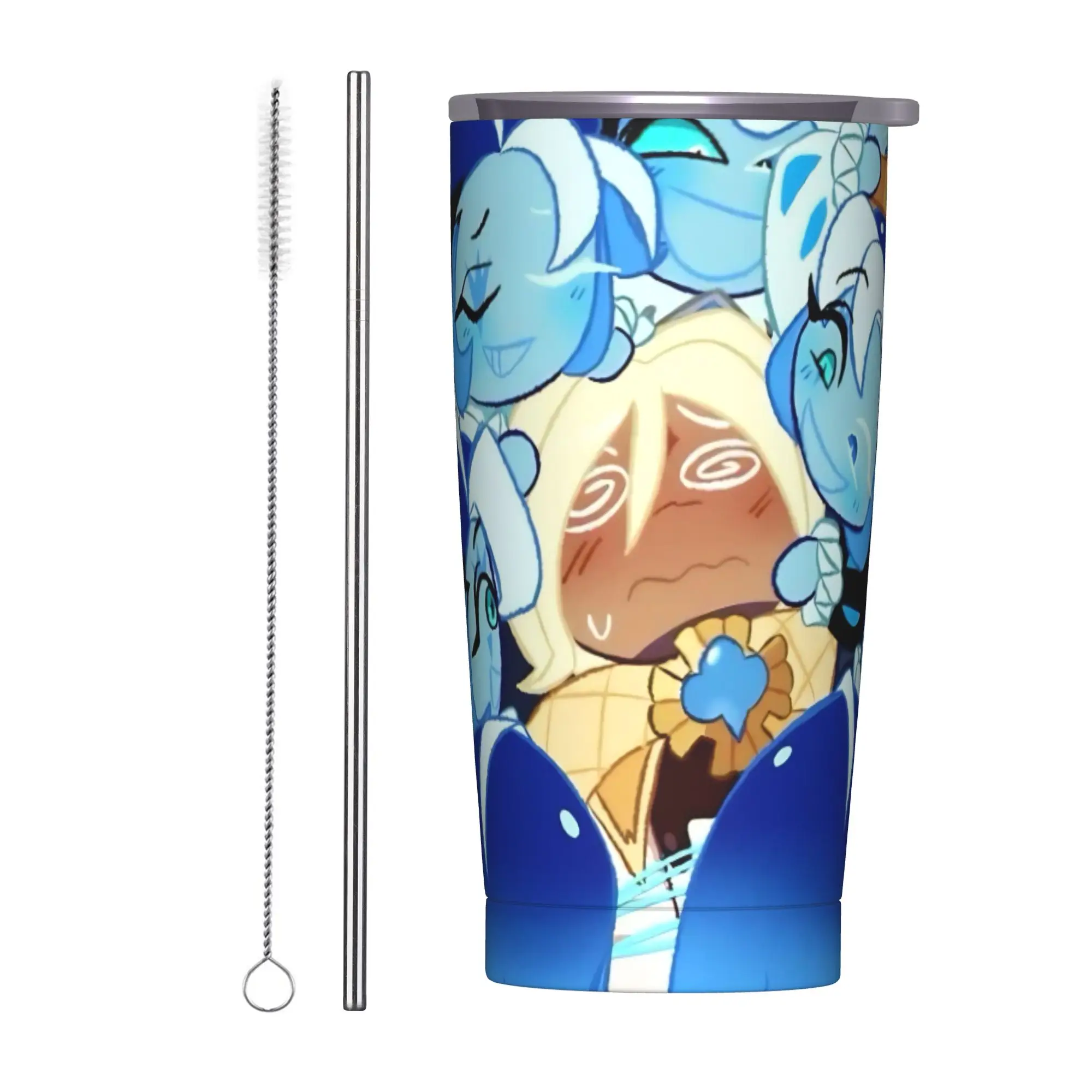 Pure Vanilla Shadow Milk Cookie Run Tumbler Vacuum Insulated Game Thermal Cup Stainless Steel Office Home Mugs Spill Proof, 20oz