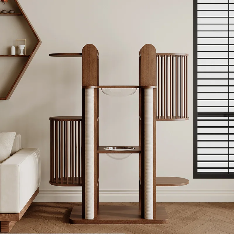 

Solid wood cat climbing frame nest tree integrated large Maine multi-cat home walnut multi-cat jumping platfo