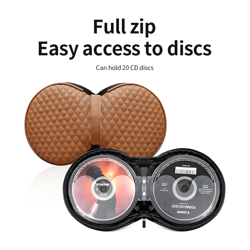 Durable And Lightweight Portable Sheepskin CD Storage Bag For Car Use Secure Zipper Closure CD Storage And Organizing Bag