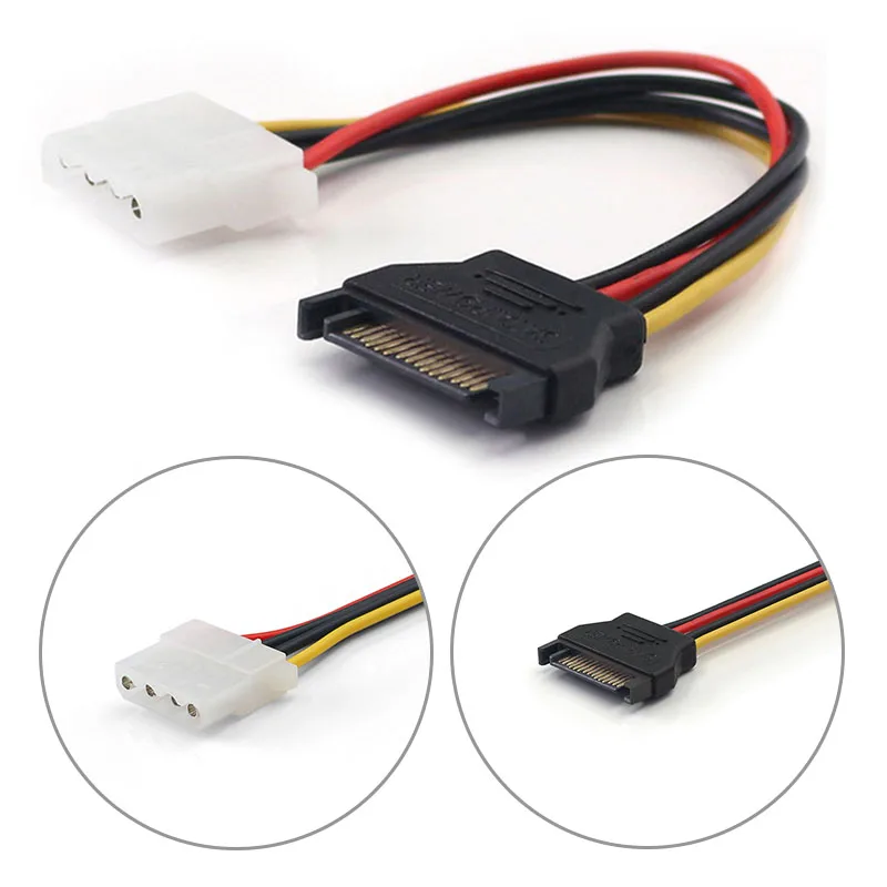 1~5PCS 15-Pin Sata Male To Molex Ide 4-Pin Female Adapter Extension Power Cord For Computer Optical Drive Connection Power Cord