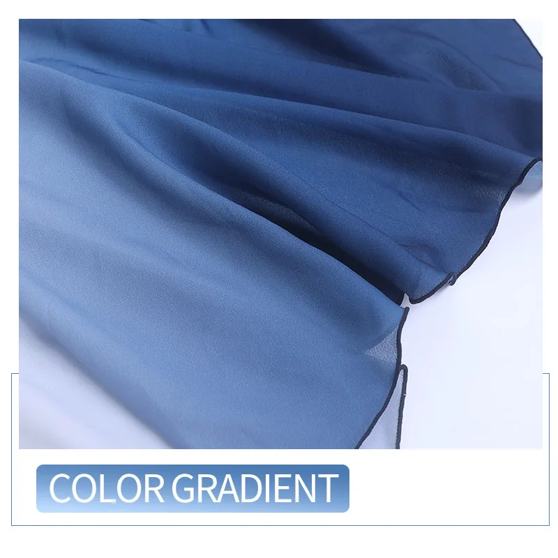 Gradient Color Dance Skirt for Women Ballet Wrap Skirt Chiffon Ballet Skirt for Adult Blue Dance Wear with Adjustable Waistband