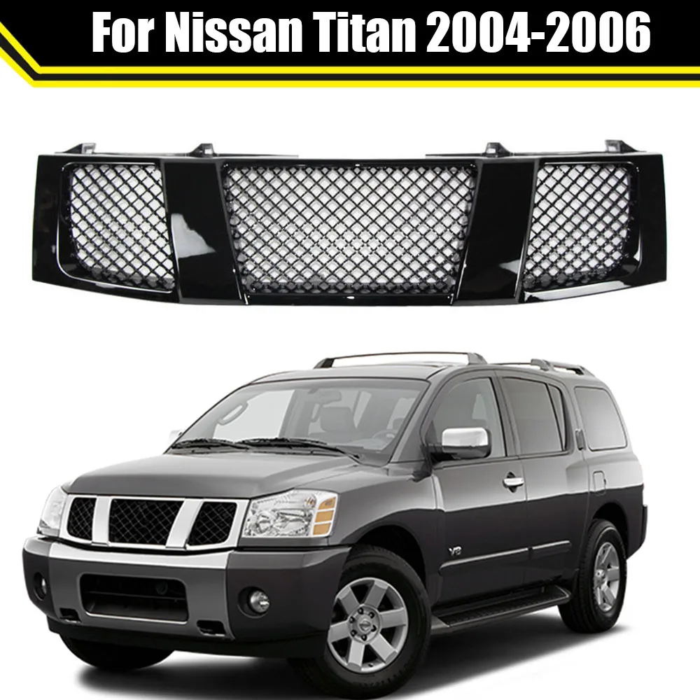 Front Bumper Mask Type ABS Gloss Black Racing Grille Radiator Grills For Nissan Titan 2004 2005 2006 Car Styling Accessoires