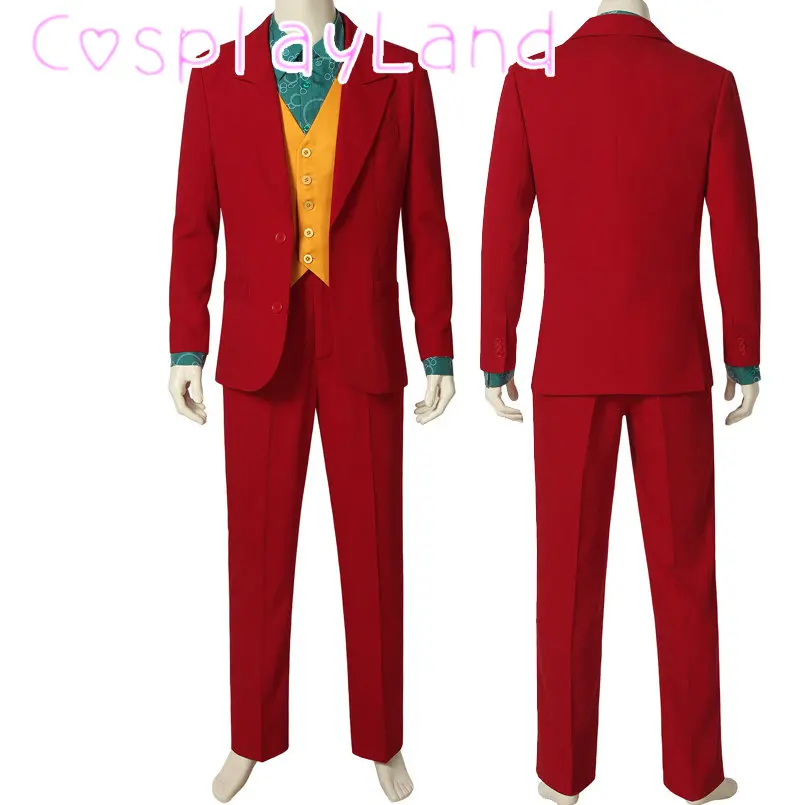 

Joker Origin Cosplay Costume Arthur Frank Role Play Red Suit Fancy Halloween Party Outfit For Adult Men Jacket Vest Shirt Pants