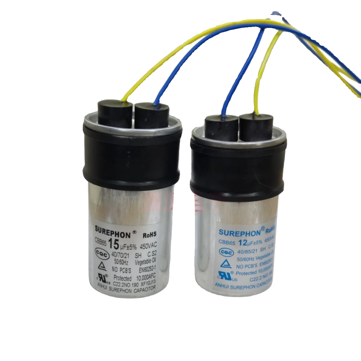 CBB65 fully automatic washing machine: Startup capacitor 10/18/12UF, 15UF, explosion-proof aluminum case 13uf, 450V/500V