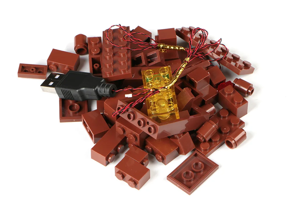 USB LED Licht Grill Rack Picknick Outdoor Aktivitäten Kamin Innen Ornamente DIY Kompatibel Baustein Spielzeug – Detail 2