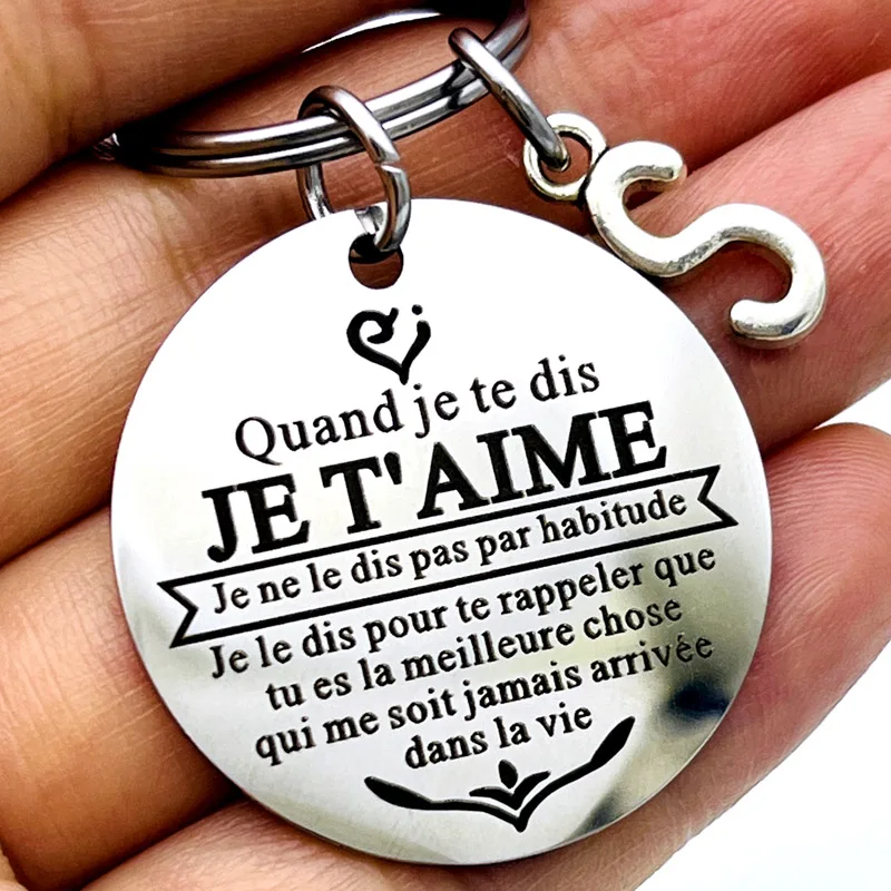 French Anniversary Keychain for Wife Husband Couple Valentines Day Christmas Birthday Wedding Gifts for Boyfriend Girlfriend