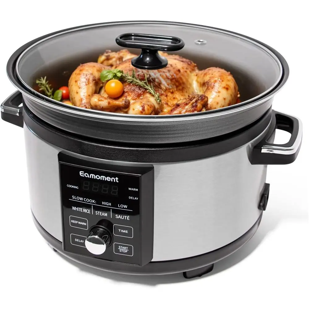 

6-Quart Digital Slow Cooker with Timer, Non-Stick Inner Pot, Multi-Function Settings