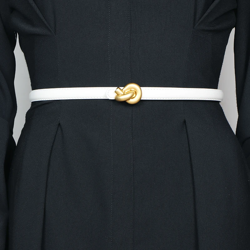 Neue Echtes Leder Frauen Mode Gürtel Hohe Qualität Metall Knoten Schnalle Bund Kummerbund Für Kleid Jeans – Detail 17