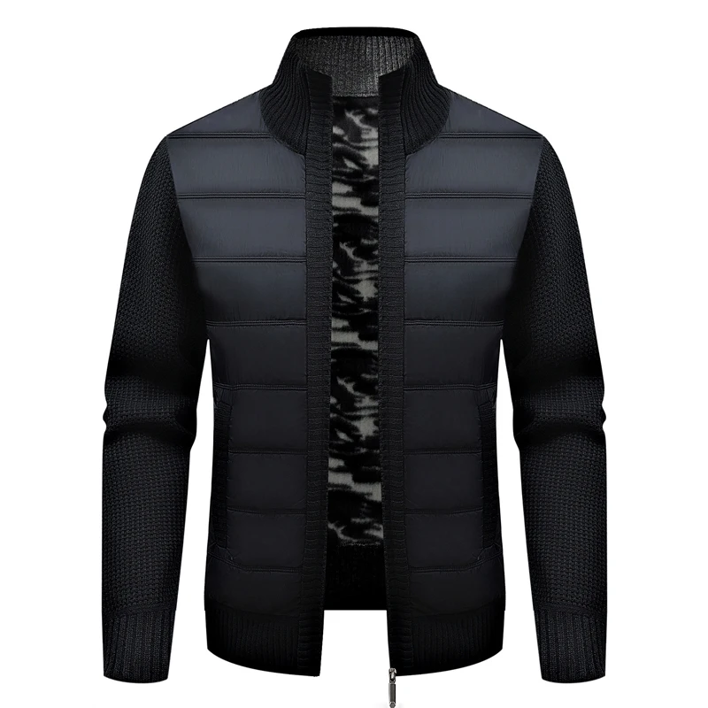 Winter Mannen Warm Vest Gewatteerde Jassen Mode Mannen Fleece Gevoerde Truien Truien Vest Jassen Mannen Windjack Gebreide Jas
