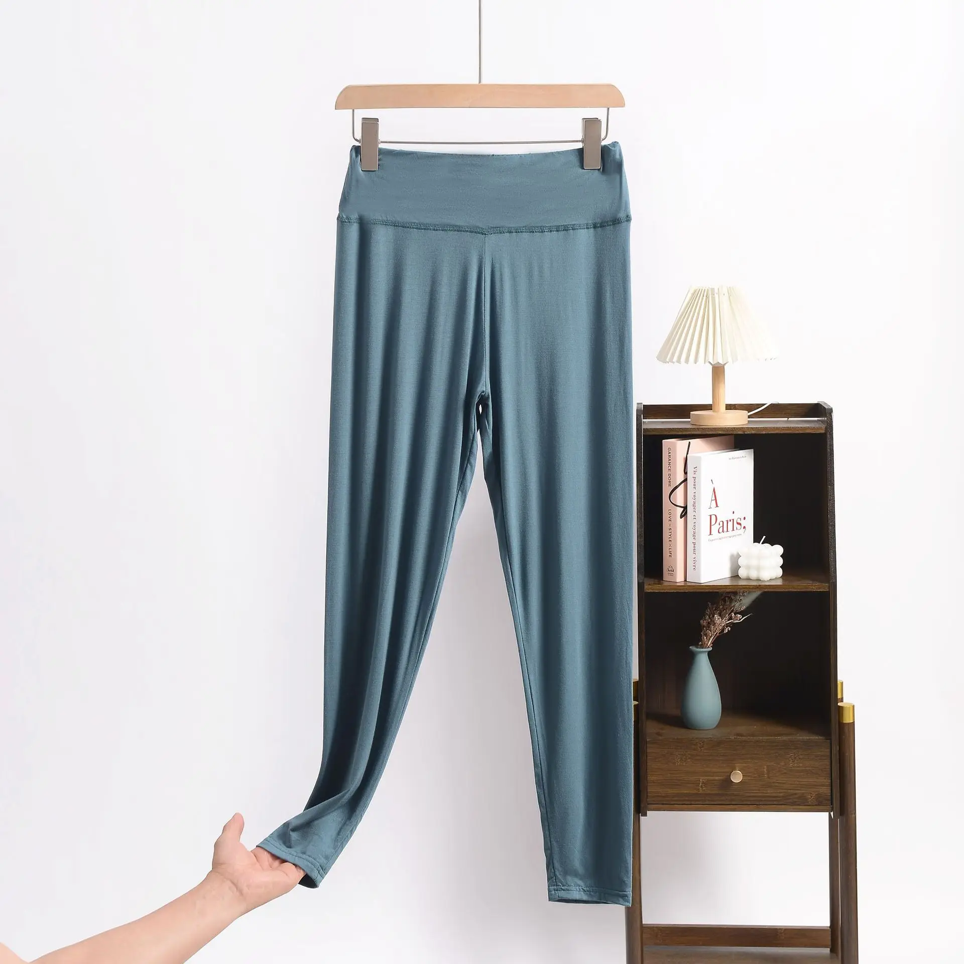 PLUS ขนาดฤดูร้อน Modal กางเกงขายาวเอวสูง Tummy Control Shaping Capris ยืดกว้างข้อเท้า-ความยาวกางเกงกีฬาโยคะ