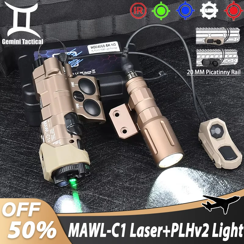 Tactical MAWL-C1 Light Wadsn PLHv2 Flashlight Hunting Upgraded CNC Red Blue Green Dot Laser Mawl C1 IR Illumination Scoutlight