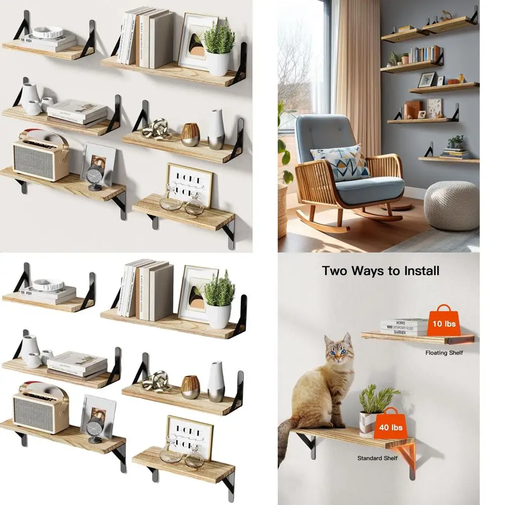 

Набор из 6-х настенных полков для фермерского дома в деревенском стиле, деревянный плавающий декор для домашнего хранения и витрины