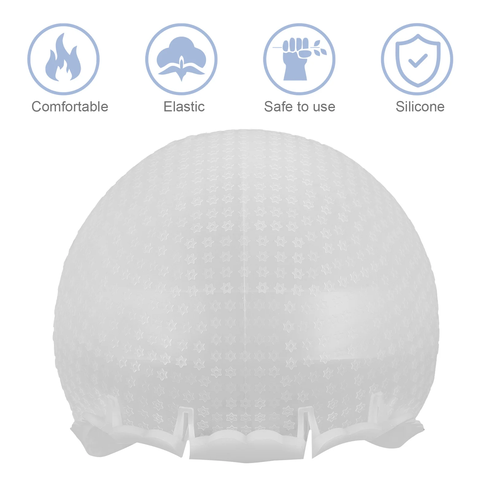 قبعة صبغ من السيليكون قابلة لإعادة الاستخدام، قبعة تسليط الضوء على ناعمة، ثقوب مسبقًا لتلوين التصميم على شكل نجمة، استخدام الصالونات من السيليكون