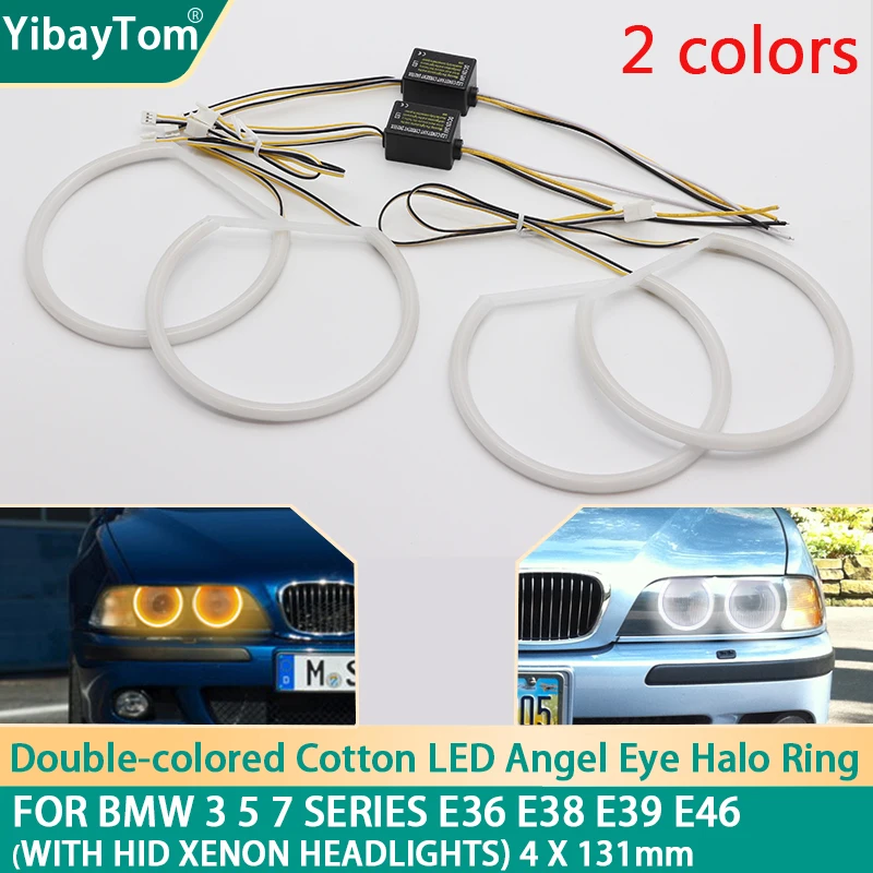 4x131mm SMD Cotton Light Switchback LED Angel Eye  Ring Kit For BMW 3 5 7 SERIES E36 E38 E39 E46 (with HID Xenon headlights)