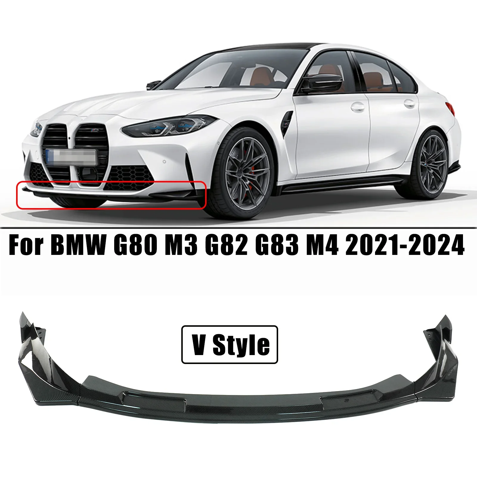 Per BMW M3 G80 M4 G82 2021-2023 Auto Paraurti Anteriore Lip Splitter Diffusore Body Kit Spoiler Paraurti Guard Protector Accessori