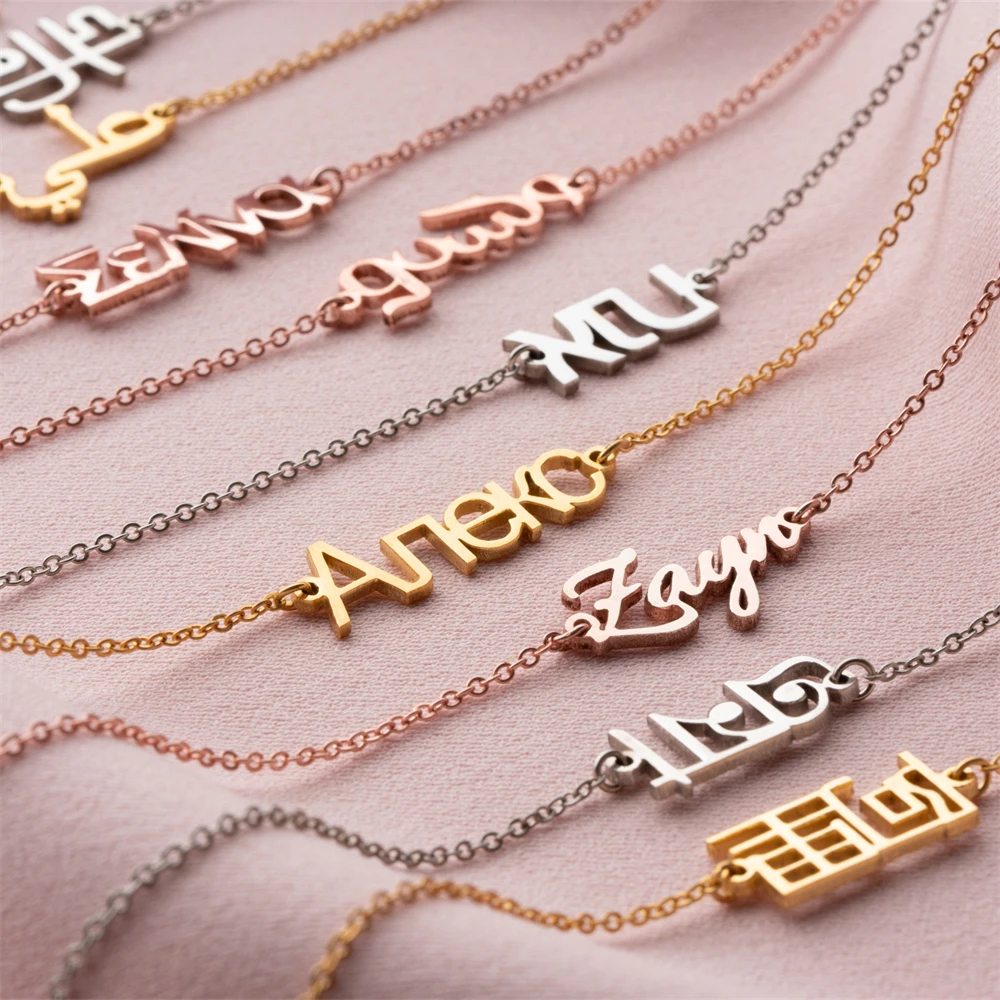 Customized Korean Name Bracelet Best Friend Pulseras Personalized Nameplate Bracelet Christmas Gift for Sister Mom Kpop Jewelry