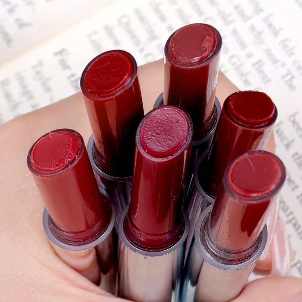 Cherry Red Jelly Solid Lip Gloss Moisturizing Mirror Water Light Lipstick Pen Glass Tea Red Brown Lip Glaze Tint Makeup Cosmetic