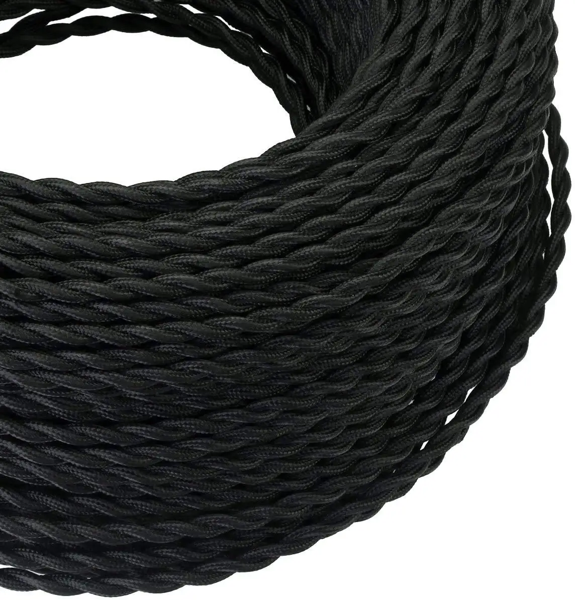 2*0.75mm Vintage Twisted Electrical Wire Black Textile Cable Edison Vintage Lamp Cord Braided Retro Pendant Light Lamp Wire