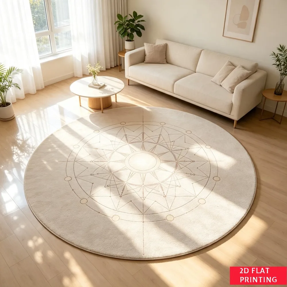 Springtime Blue Tit Bird Magnolia Blossom Branches Watercolor Style Round Area Rug For Nature Inspired Living Space Decoration