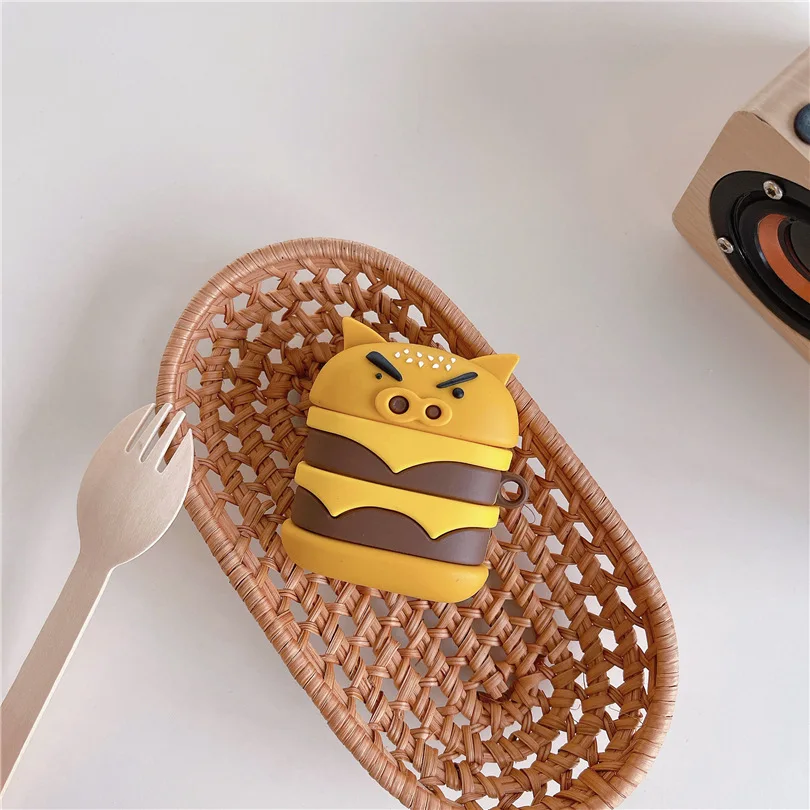 Cute 3D Anime Hamburg Pig Protective Earphone Silicone Cover For Airpods Pro 2 Case/Airpods Pro/Airpods 1/2/3 Case Funda Kids