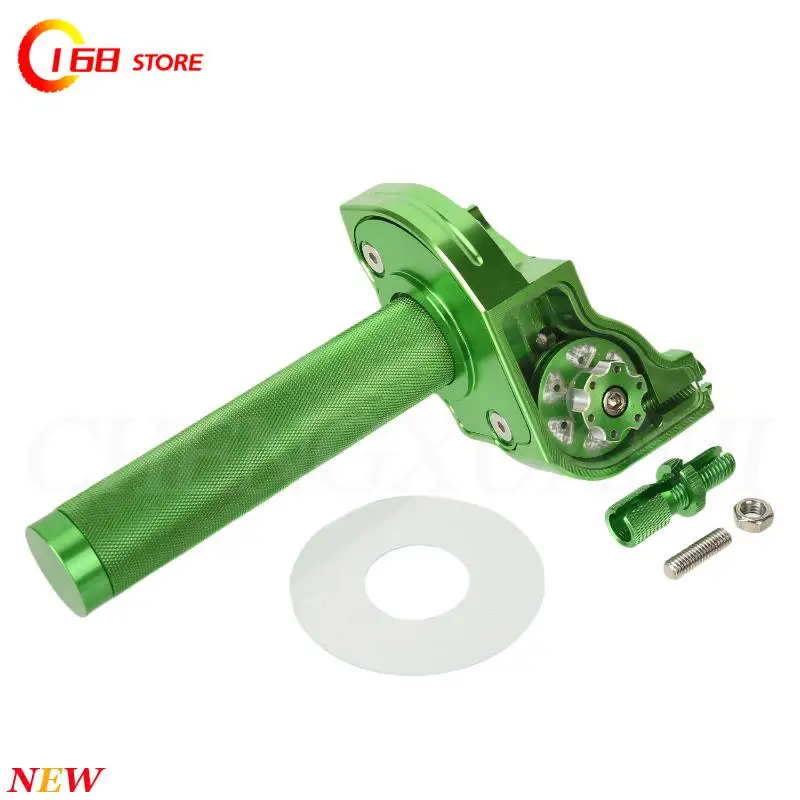 CNC Detachable Twist Throttle for Universal Off-Road Motorcycles (CQR/CRF) – Green Color Visible Grip Enhanced Riding Control