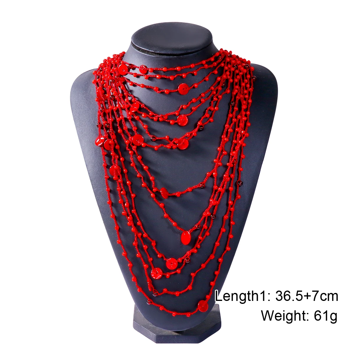 2024 New ZAA Red Multilayer Tassel Beads Chains Choker Necklaces for Women Vintage Statement Jewelry Holiday Party Gifts