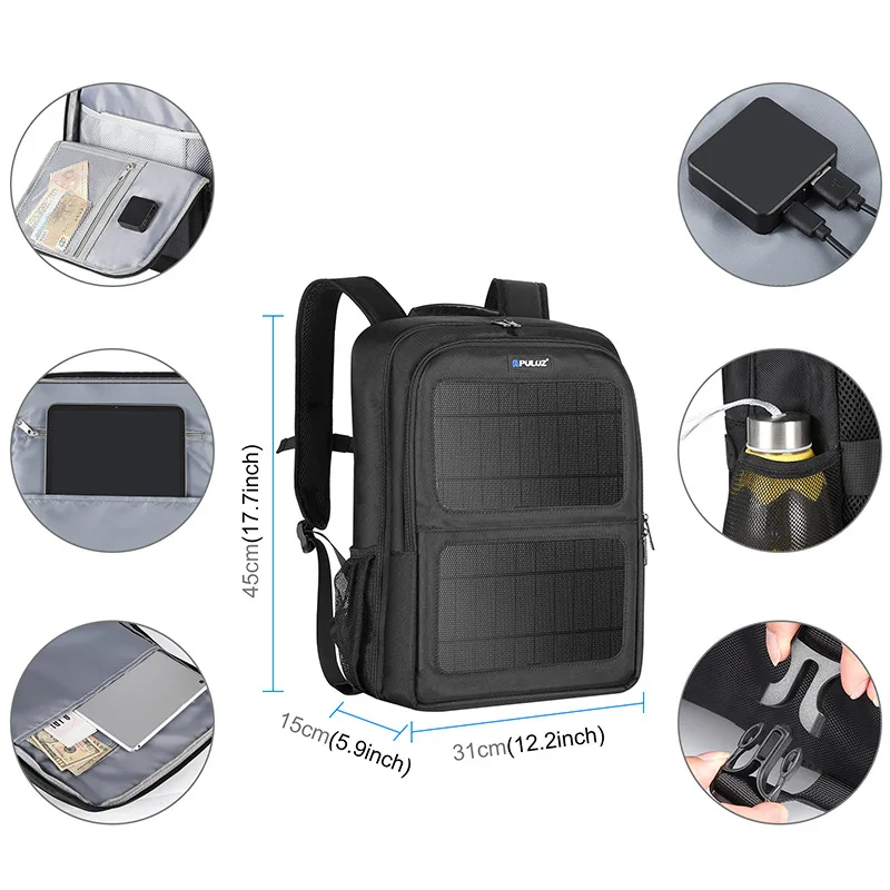 Solar-Powered DSLR Backpack – Waterproof Photography Laptop Bag with Solar Panel for Outdoor Shooting & Travel