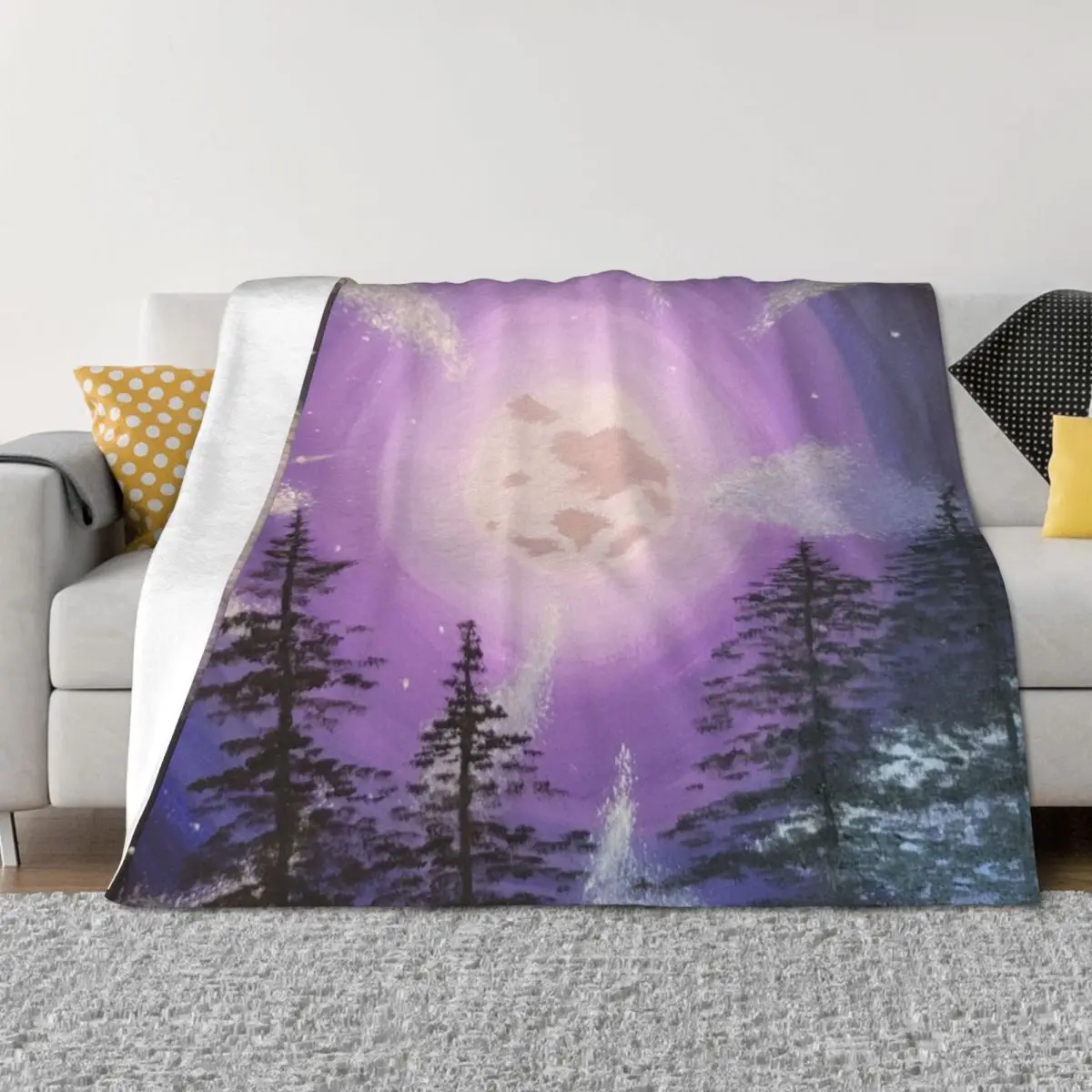 الأرجواني القمر الاكريليك اللوحة رمي بطانية السرير يغطي العلامة التجارية الفاخرة السرير لبطانيات الأريكة الزخرفية #1