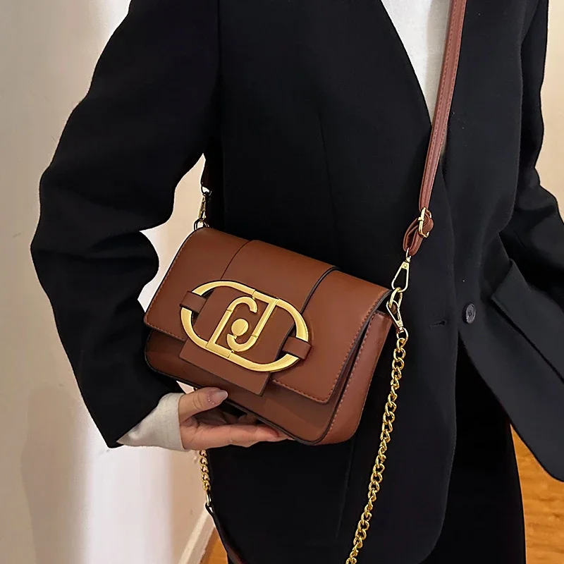 Modern Solid Color Crossbody Bag - Stylish Women's Clutch With High-End Leather & Trendy Letter Design