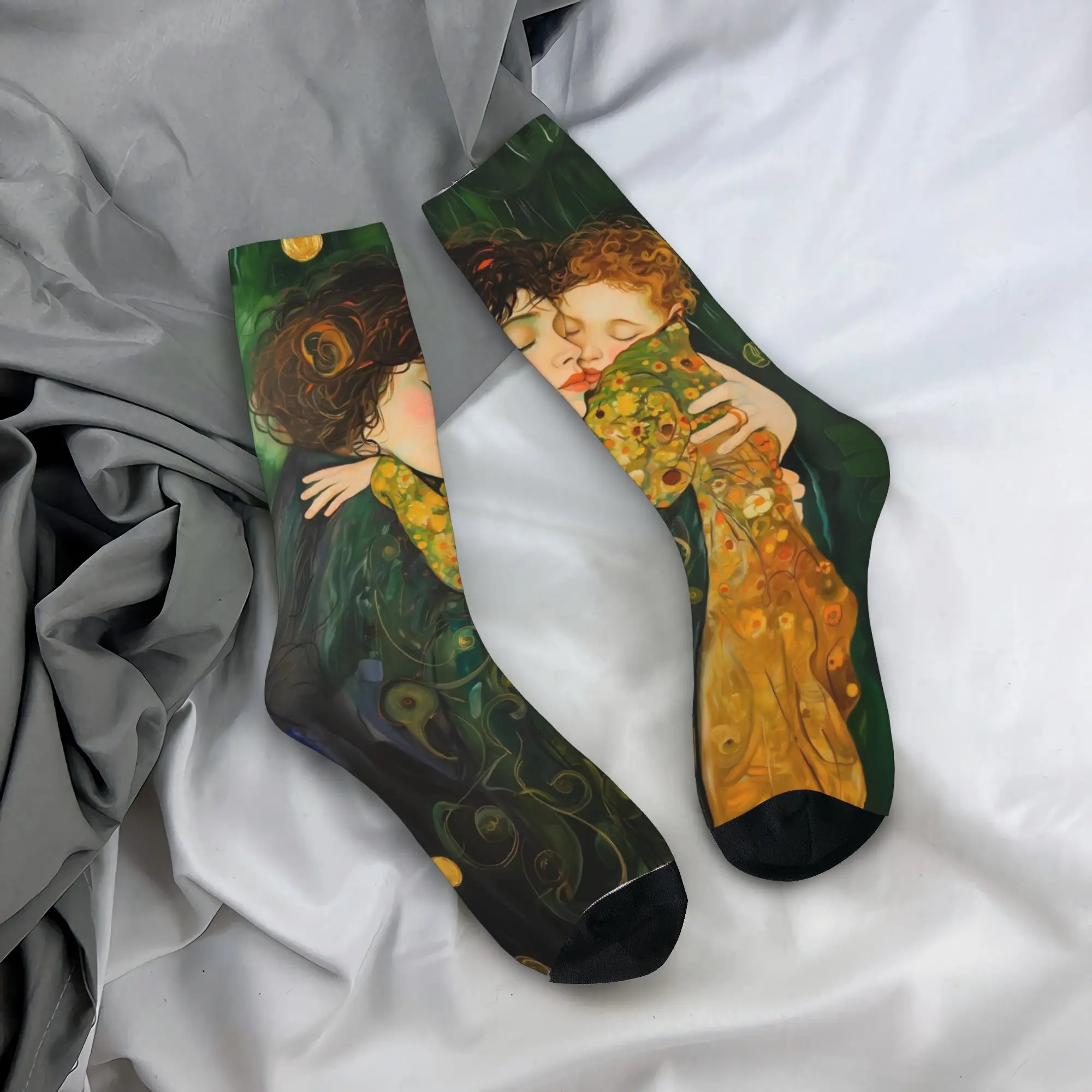 Adults Men Socks klimt child Retro  Stockings Anti Bacterial Quality Socks Autumn Harajuku Graphic Running Sports Socks