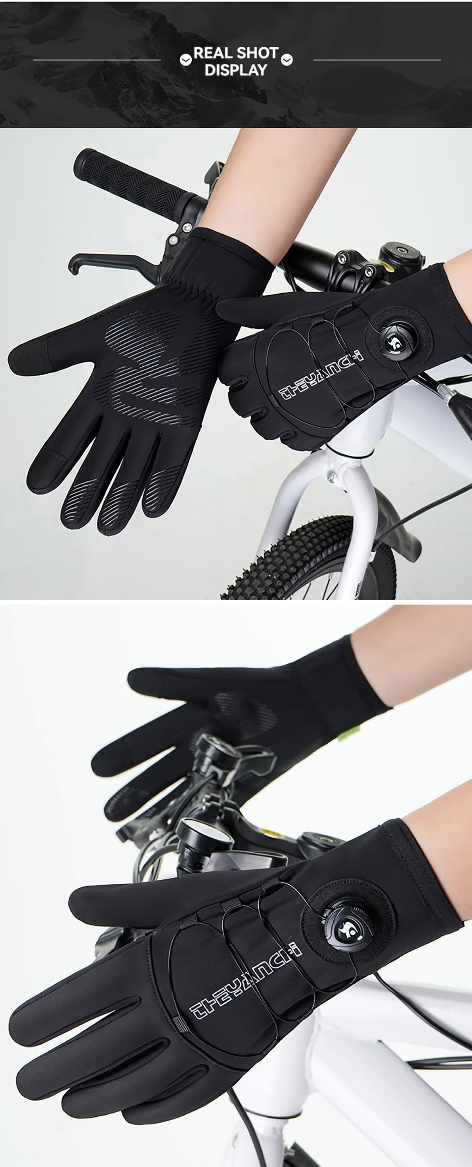 GTUBIKE Winter-warme Handschuhe für Männer und Frauen, verlängerte, verdickte, wind- und wasserdichte Sport-Touchscreen-Ski-Fahrradhandschuhe – Detail 15