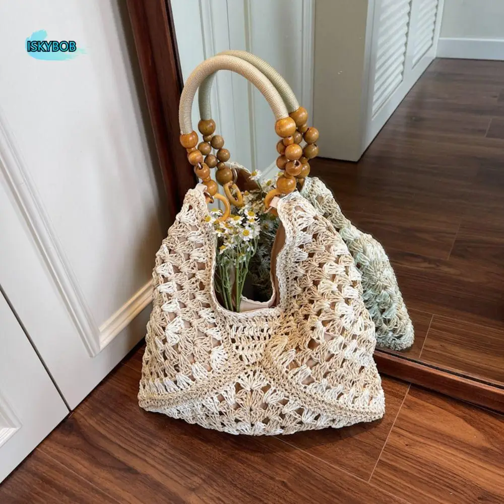 

Cute Hollow Out Straw Woven Bag Tote Bag Large Capacity Bohemian Beach Bag Bucket Bag Beach Handbag Hollow Shoulder Bag Girls